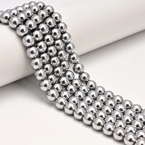 Silver Hematite Smooth Round Beads 2mm 3mm 4mm 6mm 8mm 10mm 12mm 15.5" Strand - Picture 1 of 3