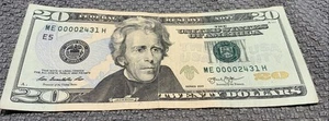U.S. Currency Paper Money Low Serial Number $20 Bill four digit serial Number. - Picture 1 of 2