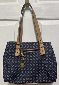 Vintage Nine West Handbag w Keychain & Accessory Bag Phone Blue Geometric Design - Picture 1 of 7