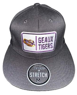 LSU GEAUX TIGERS Stretch Fit Size M by Zephyr Deep Gray NWT - Image 1 of 4