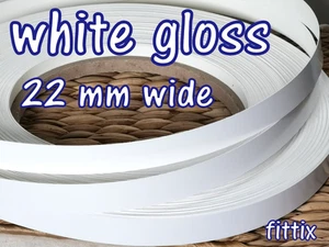 22 mm Melamina Hierro Pre Pegado en Cinta de Borde/Tira de Bandas Brillo Blanco - Imagen 1 de 2