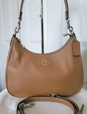 Coach Teri Hobo 2 Way Pebble Leather Shoulderbag Crossbody Light Saddle CV935 - Image 1 of 4