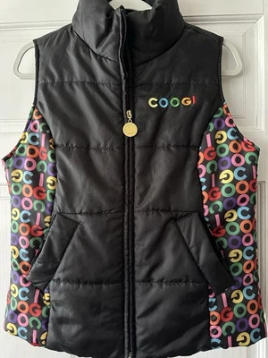 COOGI Women's Puffer Vest Black Multicolor Rainbow Logo Size Medium - Image 1 of 4