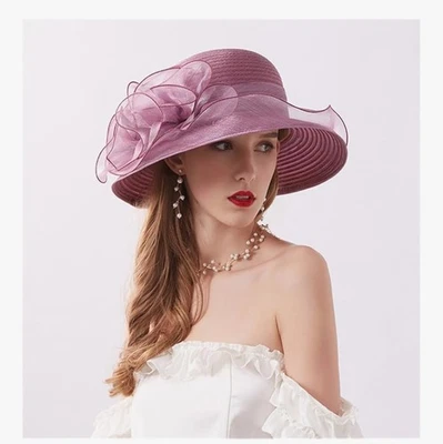 Boné de verão feminino Pohullan igreja chapéu de noiva festa chapéus de casamento para mulheres verão - Imagem 1 de 4