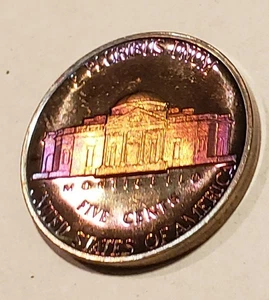 1980s Jefferson Proof Nickel Rainbow Toned KM#A192 Beautiful - Picture 1 of 7