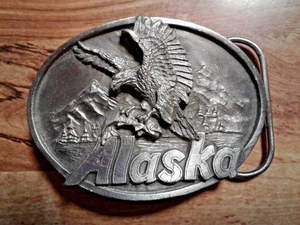 Hebilla de cinturón J&H Alaska Eagle 1989 vintage JH191 hecha en EE. UU. - Imagen 1 de 3
