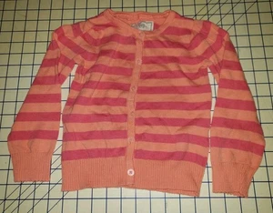 CHEROKEE girls 4T Button front Pink Orange Peach Stripe Cardigan SWEATER - Picture 1 of 5