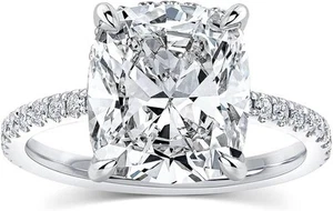 4 Karat Kissenschliff Versprechen Ring für Frauen, weißer/gelber Stein Ring, 925 Sterling S... - Bild 1 von 6