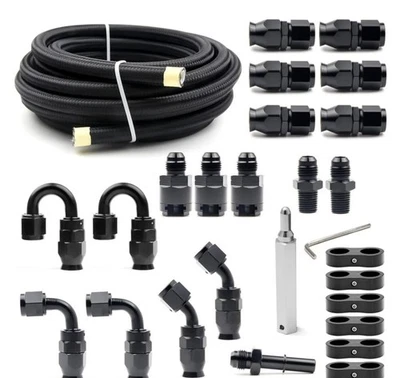 Kit de línea de combustible 6AN PTFE, manguera de combustible trenzada de acero inoxidable de nailon, intercambio LS EFI E85 Foto 1 de 4