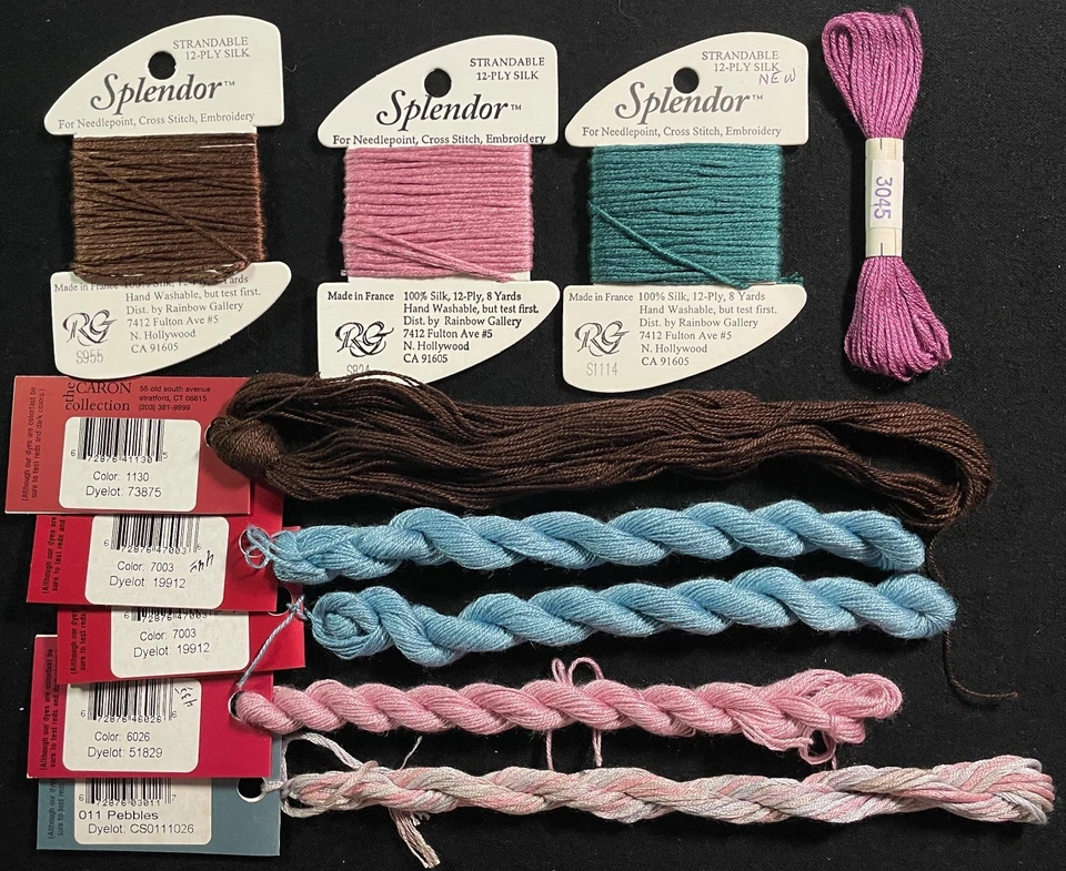 9xNeedlepoint/Embroidery THREAD RG Splendor/CARON Impressions +more silk-BV18 - Image 1 of 1