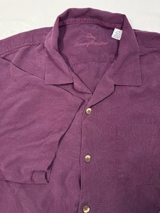 Camisa Hawaiana Púrpura Tommy Bahama Para Hombres L 100% Seda Coco Concha Botones Vaca - Imagen 1 de 8