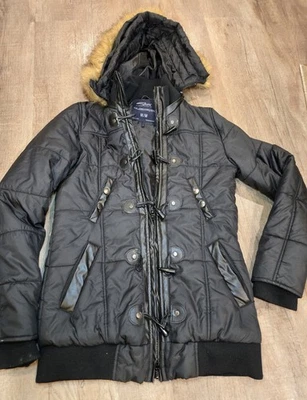 SILVER JEANS CO. INVIERNO TOGGLE PUFFER CHAQUETA ABRIGO CAPUCHA PIEL CUERO MUJER Mediano Foto 1 de 4