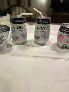 Tumblers Choose Two: Floral, Watermelon, White. Lemons, Scroll, Words Hot Cold - Picture 1 of 12