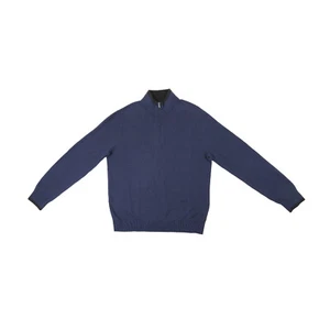 Suéter Michael Kors Para Hombres Texturizado Cuarto Cremallera Azul Talla M 4981 - Imagen 1 de 2
