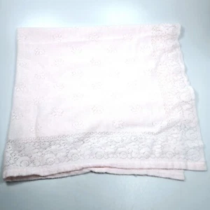 Quiltex Vintage Baby Pink Blanket Shawl Wrap Lightweight Flowers Lace Look - Picture 1 of 7