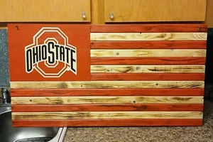 Ohio State Buckeyes 36x19x2 Handarbeit Holz Handwerk Flagge - Bild 1 von 6