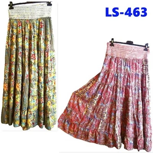Gonna lunga a vita alta donna Gonne Floreale Fiori Seta mista Made in India - Photo 1/30