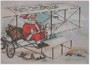 Patrón de punto de cruz de Florashell - Santa en biplano - Imagen 1 de 1