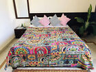 Indian Handmade Pure Cotton Vintage Kantha Quilt Throw Blanket Bespread Israely