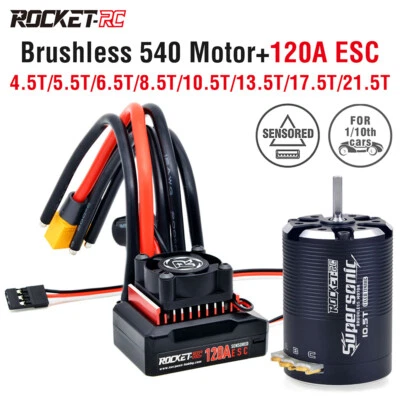 Rocket-RC Supersonic Sensored Brushless 540 Motor 120A ESC Combo für 1/10 RC Car - Bild 1 von 4