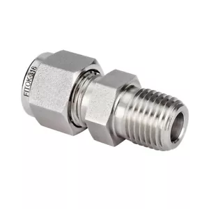 FITOK 316 Stainless Steel Tube Fitting Male Connector 1/8" Tube OD x 1/16" MNPT - Picture 1 of 1
