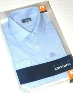 Basic Editions Men's Classic Fit Long Sleeve Dress Shirt Blue Medium - Picture 1 of 5