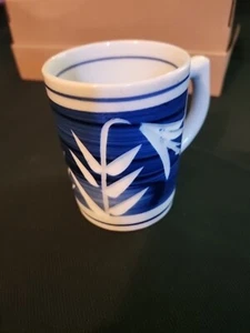 Japanese Incut Mug Blue White Flower Porcelain - Picture 1 of 5
