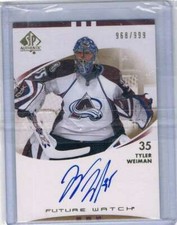 2007-08 SP Authentic #206 Tyler Weiman NM-MT Rookie Card Auto /999 Avalanche