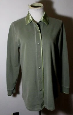 Camisa de algodón pesado verde con botones a presión talla S ALGODÓN CALIENTE Foto 1 de 4