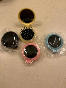 4 Pcs Pocket Hair Brush with Mirror Folding round Travel Hair Brush Mini Hair Co - Picture 1 of 2