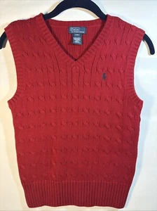 Polo Ralph Lauren Sweater Vest Kids S(8) 100% Cotton Cable Knit - Picture 1 of 7