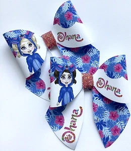 OHANA SAILOR BOW PRINTED CANVAS FABRIC BOW TEMPLATE TO MAKE HAIR BOWS - Picture 1 of 5