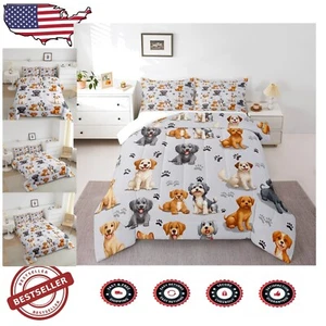 Kids Cute Cartoon Dog Comforter Set - Twin Size Bedding for Animal Lovers - Picture 1 of 9