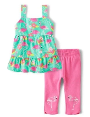 Gymboree 8 Girls Tropical Paradise  Flamingo Top Cropped Leggings Set NWT  - Image 1 of 4