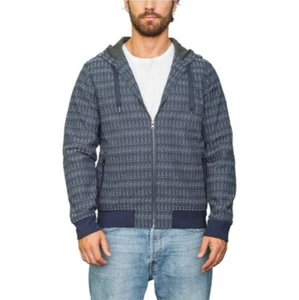 NUEVA Chaqueta con Capucha Fundamental Coast Azul Marino Blanco Rayas Merrick Cremallera Para Hombre Grande - Imagen 1 de 23