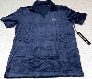 Karl Lagerfeld Fleece Poloshirt Herren klein marineblau Bowler-Stil Ausschnitt UVP $ 119 - Bild 1 von 14
