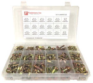 248 Metric Grade 8.8 YZ Hex Flange Screws Frame Bolts & Lock Nuts Assortment - Picture 1 of 2