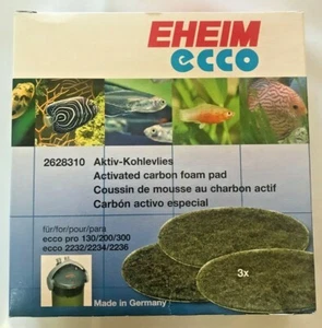 EHEIM 3pc CARBON FILTER PAD FOR ECCO 2232/2234/2236 ECCO PRO 130/200/300 2628310 - Picture 1 of 3