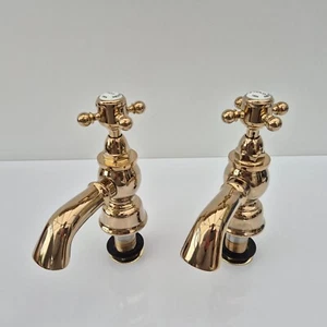 Heritage Bathrooms 1924 Timeless Gold 3/4'' Bath Pillar Taps THA01 NEW - Picture 1 of 16