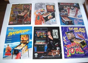 Pinball Flyer Lot Elvis Harley Davidson Baywatch Rollergames Party Zone Flint #4 - Picture 1 of 2