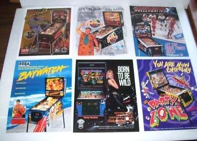 Pinball Flyer Lot Elvis Harley Davidson Baywatch Rollergames Party Zone Flint #4 - Image 1 of 2