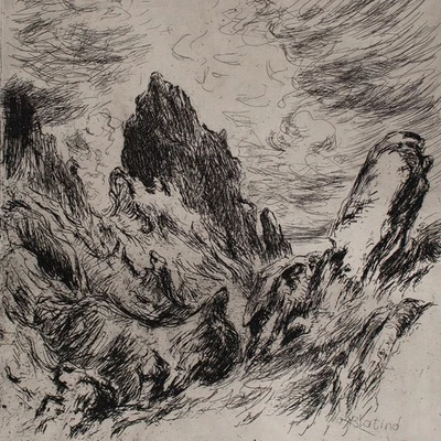 Hans Dietmann Blåtinden Norwegen Berglandschaft sign Radierung auf Bütten 20 Jhd - Bild 1 von 4