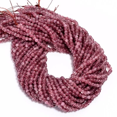 Natural Pink Tourmaline Gemstone Round Smooth Beads 4X4.5 mm Strand 15" AB619 - Image 1 of 3