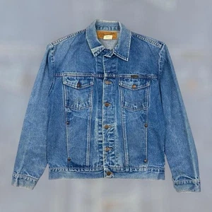 Vintage Wrangler Western Cowboy Denim Knopf Trucker Jacke Erwachsene M/L blau verblasst USA - Bild 1 von 7