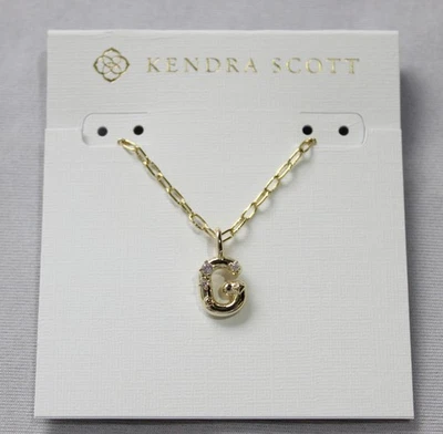 Collar colgante Kendra Scott para mujer con letra G de cristal SV3 chapado en rodio 16" L Foto 1 de 4