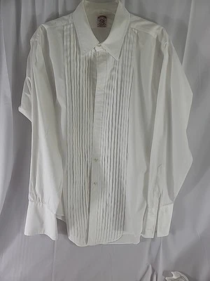 Brooks Brothers Tuxedo Shirt Mens 17.5 35 Pleated French Cuff - White -FREE SHIP - Image 1 of 4
