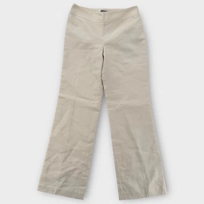 Ann Taylor Margo Pants Womens 0P Beige Petites Wide Leg Side Zip Career Silk NWT - Image 1 of 4