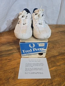 Vintage rare womens white Fred Perry Tennis Shoes W/Box T861 size 8 - Picture 1 of 10