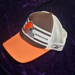 Vintage Cleveland Browns Mütze Herren Druckknopflasche braun Spruch Logo Football NFL Reebok  - Bild 1 von 13