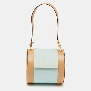 Bvlgari Tan/Light Blue Fabric B.Zero1 Shoulder Bag - Picture 1 of 9